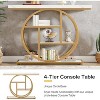 Gulches Industrial 4-Tier Console Table, Circle Base, White & Gold, 41.3", Sofa/Entryway/Hallway Accent Table with Storage - 3 of 4