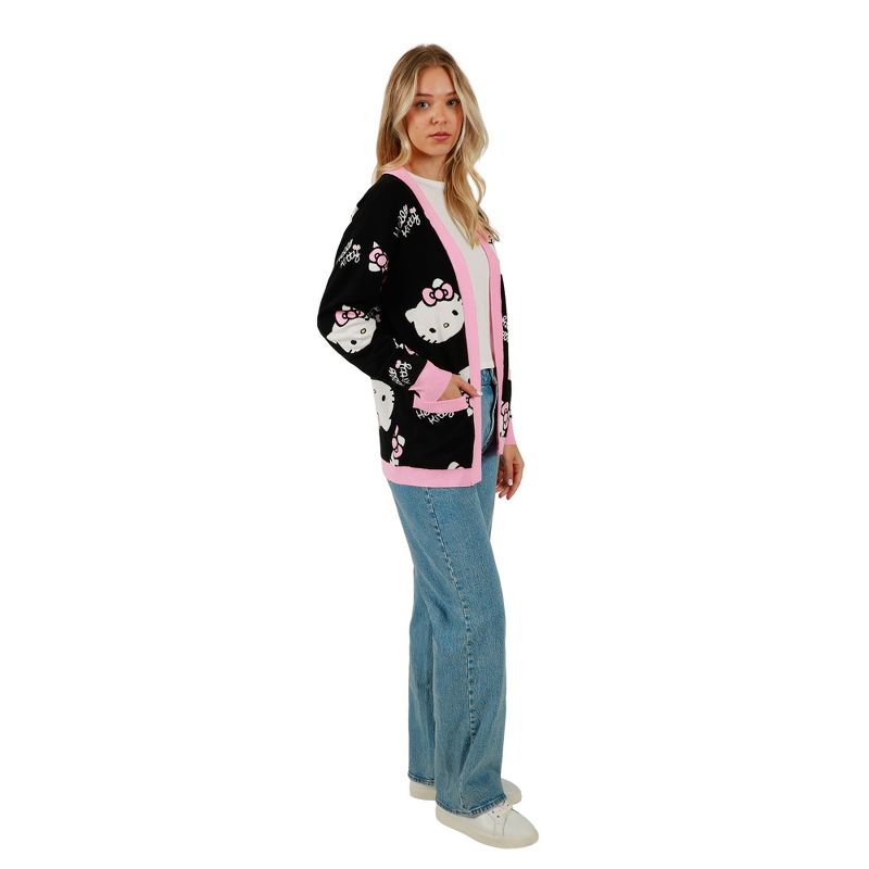 Women's Officially Licensed Hello Kitty Relaxed Fit Knit Cardigan, 4 of 7