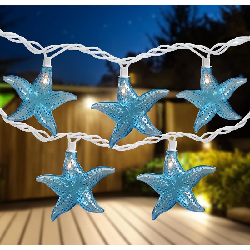 Northlight Set of 10 Blue Starfish Novelty String Lights - 9ft White Wire, 2 of 7