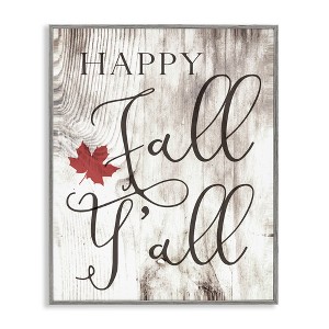 Stupell Industries Happy Fall Y'all Typography Sign Black Framed Giclee Art - 1 of 4