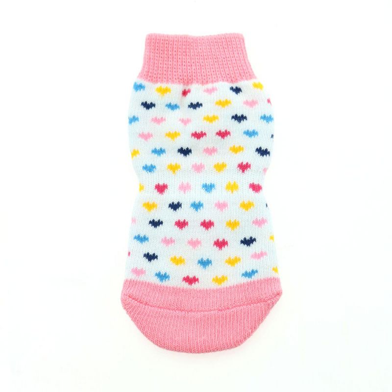 Doggie Design Non-Skid Dog Socks - Pink and White Hearts, 3 of 4