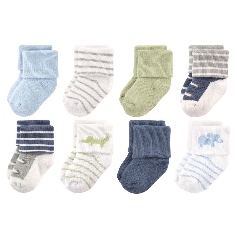 Luvable Friends Baby Boy Newborn and Baby Terry Socks, Safari, 1 of 3