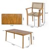 7 Piece Outdoor Patio Dining Set,Acacia Wood Dining Table and 6 Faux Wicker Dining Chairs Set,Rustic Wood Garden Dining Set for Deck-Coolbibila - 4 of 4
