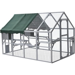 Extra Large Cat Enclosure, 110 Outdoor Catio with Waterproof Roof and Resting Box, 57 FT² Weatherproof Pet Habitat for Cats, Rabbits, Chickens - 1 of 4