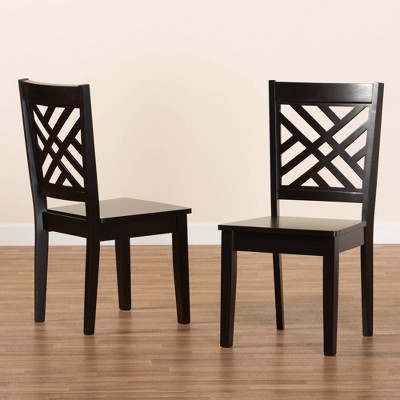 Caron Dark Brown Solid Wood and Cane Low Back Dining Chair