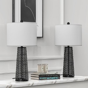 Maxax Rattan Boho Geometric Nightstand Lamp - 1 of 4