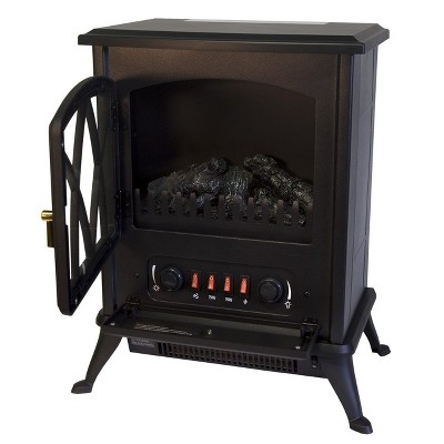 Ashton Black Electric Portable Wood Stove Heater