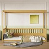 CAVINAS Kids Bed with Guardrail, Kids Bunk Beds with Four-Post Design, Wooden Canopy Twin Size Bed Frame for Bedroom - 3 of 4
