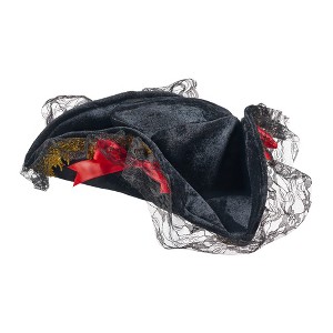 Dress Up America Pirate Hat for Adults - Lace Trimmed Tricorn Pirate Costume Hat - Corsair Themed Costume Accessory, Lightweight, One Size