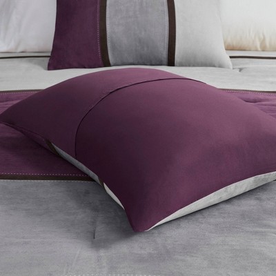 Queen Purple Faux Suede 7-Piece Comforter Set