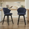 Gulches Wing Back Swivel Bar Stools Set of 2, Blue Chenille Upholstery, 25" Counter Height with Solid Wood Legs - 2 of 4