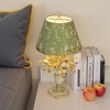 Vintage-Style Table Lamp with Distressed Green Shade and Floral Base, Rustic Home Decor Accent Piece, 1pc - 2 of 4
