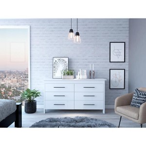 NicBex 6 Wide Drawers Dresser,Modern Double Dressers with Wood Pattern,Minimalist Chest of Drawers for Bedroom,Living Room,Hallway,Storage Cabinet - 1 of 4
