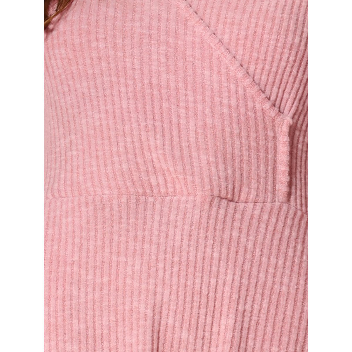 Женские платья INSPIRE CHIC Women's V-neck long Sleeve A-line wrap Ribbed Knit Dress Pink Large — фото 5