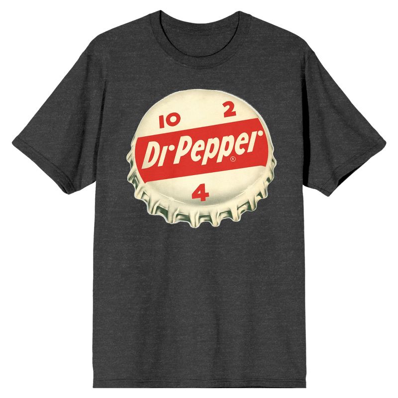 Dr. Pepper Retro Bottle Cap Logo Men's Charcoal Heather Graphic Tee, 1 of 3