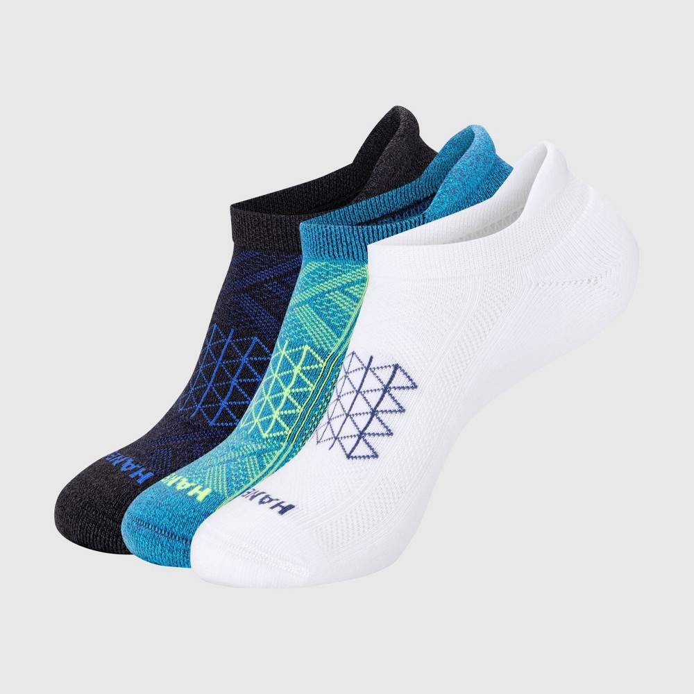 Hanes Men's Absolute Run Heel Shield Low Cut Socks 3pk - Blue/White/Black 6-12