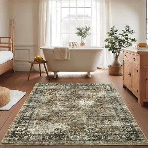 Oriental Machine Washable Rug Ultra Soft Rug for Living Room Low Pile Foldable Thin Non Slip Carpet - 1 of 4