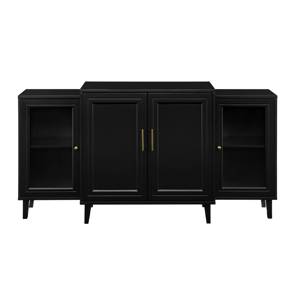 Photos - Storage Сabinet 62" 4 Door Tiered Modern Sideboard Black - Saracina Home