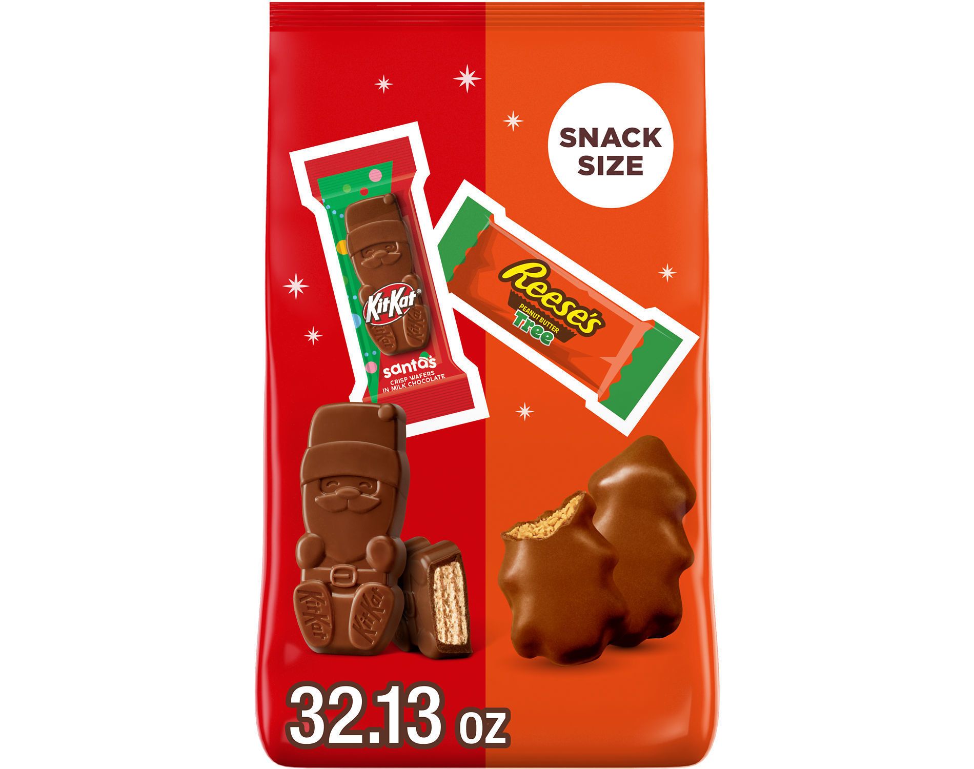 Reese's, Kit Kat Christmas Trees and Kit Kat Santas Stand Up Bag Candy - 32.1oz