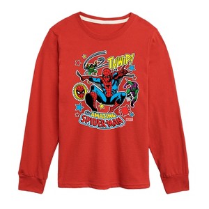 Boys' - Marvel - Spider-man Stickers Style Long Sleeve Graphic T-Shirt - 1 of 4