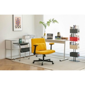 Racxily Criss Cross Armrest Office Chair - Modern Linen Office Chair, Breathable Linen Ergonomic Chair with 360° Swivel for Home Office - 1 of 4