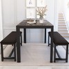 Hooseng Dining Room Table Set with 2 Benches, Dining Table Set for 4, Dinner Table Set for 4, Faux Marble Table Set & PU Leather Upholstered Benches - 3 of 4