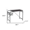 HomeRoots 39" Brown and Black Wood and Metal H-Shape Computer Desk - 3 of 4