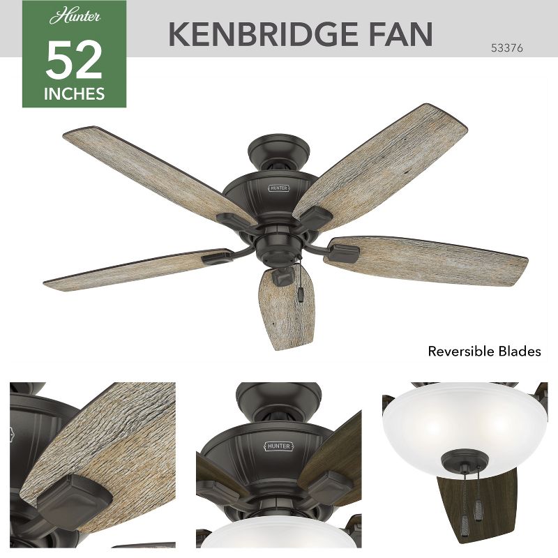 52&#34; Kenbridge Ceiling Fan with Light Kit and Pull Chain (Includes LED Light Bulb) Noble Bronze - Hunter Fan, 2 of 14