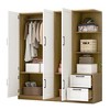 TIRAMISUBEST 3 Door Storage Wardrobe for Bedroom with Shelves and 2 Drawers, Bedroom Closet Armoire with Side Storage Shelves and Hanging Rods - 3 of 4