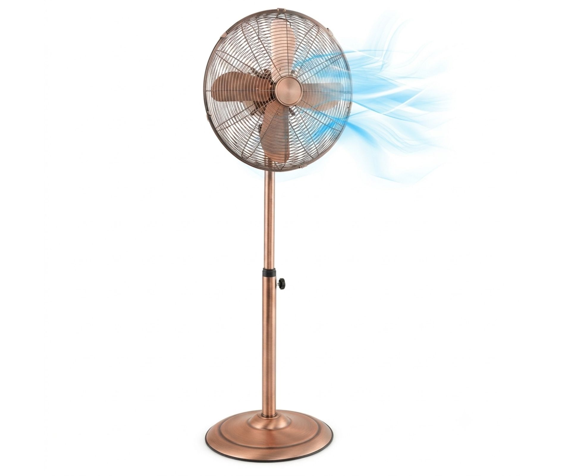 16 Inch Oscillating Pedestal Fan with Adjustable Height and Tilt, Copper