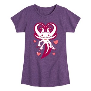 Girls' - Instant Message - Axolotl Heart Fins Fitted Short Sleeve Graphic T-Shirt - 1 of 4