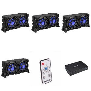 Kicker (4) 51MWLE104 - MWE 10-Inch Loaded Premium Marine Sub Encl w/ Passive Radiator 4ohm & 51KXMA15001 Marine Amp Bundle ( Includes LED Remote ) - 1 of 4