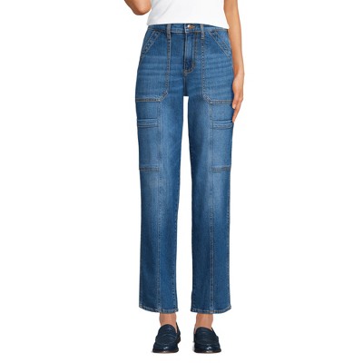 Lands' End Women's Denim High Rise Utility Cargo Ankle Jeans