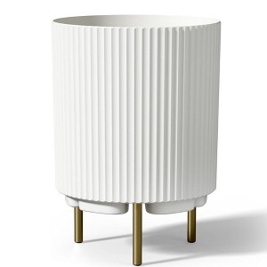 BENCMATE Planters Round Outdoor Planter Pot with Stand, Modern Indoor Plant or Flower Pot for Home Garden Office or Balcony, White, 16"*14.8"*20.3" - 1 of 4