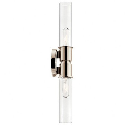 Aviv Polished Nickel 2-Light Wall Sconce with Clear Glass Shades