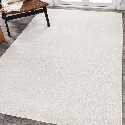 Cream Solid Low-Pile Synthetic 3' x 5' Area Rug
