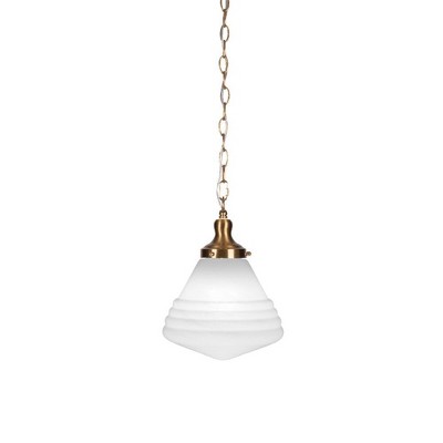Toltec Lighting Juno 1 - Light Pendant in  New Aged Brass with 10" White Marble Shade