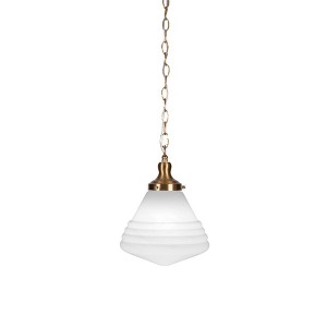 Toltec Lighting Juno 1 - Light Pendant in  New Aged Brass with 10" White Marble Shade - 1 of 1
