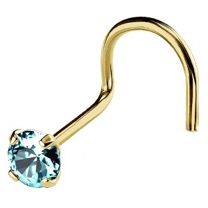 Jewelry Avalanche 22G 14K Gold Nose Screw Nose Stud with Blue Topaz Gemstone - 1 of 2