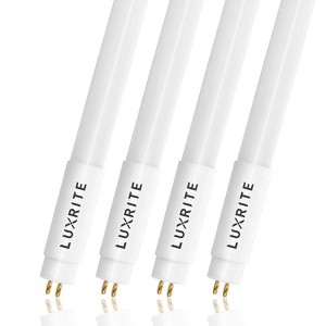 Luxrite 4FT T5 LED Tube Lights, Type A+B, 24W=54W, 5000K Bright White, Ballast and Bypass Compatible, Single or Double End Powered Damp Rated 4 Pack - 1 of 4