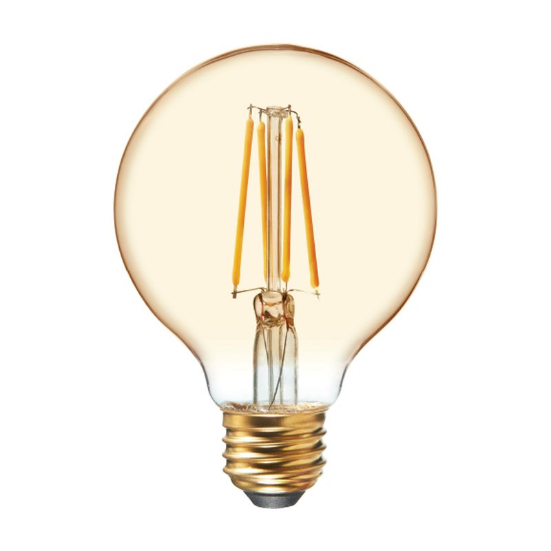 GE 2pk 5.5W 60W Equivalent LED Globe Light Bulbs Amber Glass Warm Candle Light, 1 of 5