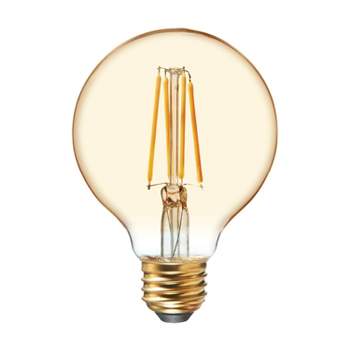 GE 2pk 5.5W 60W Equivalent LED Globe Light Bulbs Amber Glass Warm Candle Light