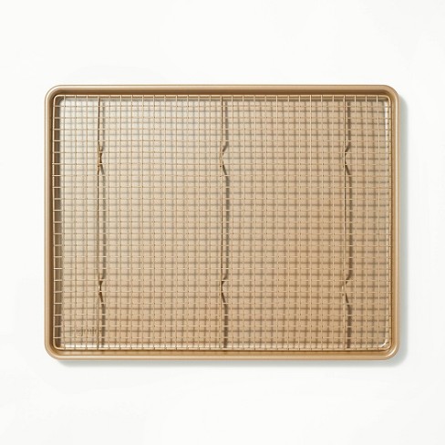 Wire rack set in rimmed baking sheet sale