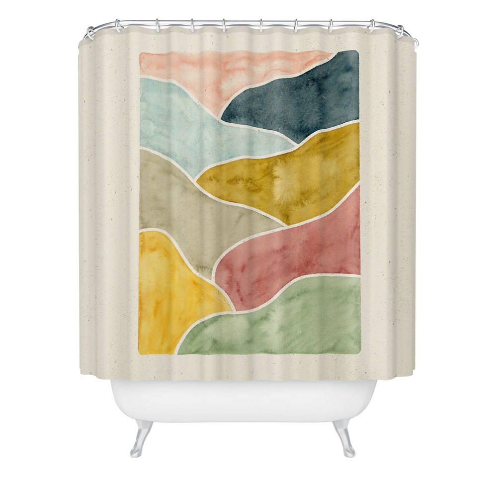 Photos - Shower Curtain Watercolor Abstract Landscape  - Deny Designs: Polyester Microfiber, Machine Washable