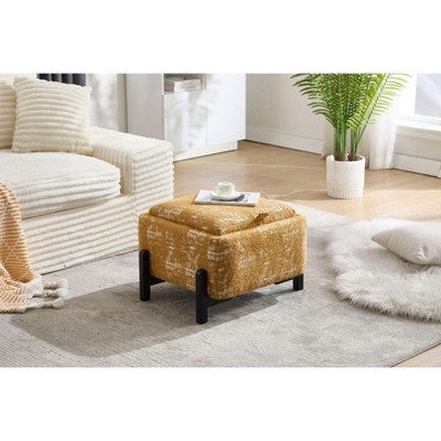 PAGED Modern Reversible Lid Small Coffee Table Ottoman with Hidden Storage,Square Upholstered Storage Center Table for Living Room,Bedroom
