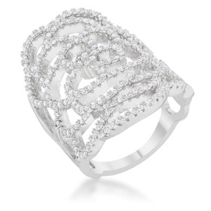 Slickblue 1.25ct Clear CZ Rhodium-Plated Filigree Cocktail Ring for Women, Contemporary Fashion, Sizes 5-10 - 1 of 4