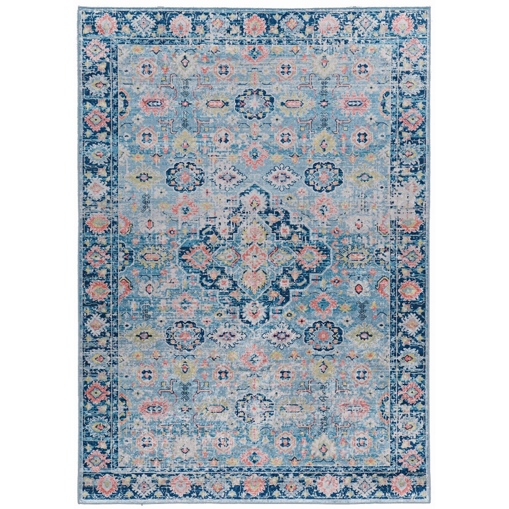 Photos - Area Rug Linon 5'x7' Emerald Canton Rug Blue/Ivory  