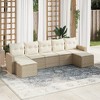 vidaXL 7 Piece Patio Sofa Set with Cushions Beige and Cream Poly Rattan - Without Table - 2 of 4