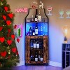 Corner Bar Cabinet – 5-Tier Industrial Wine Storage with Glass Holder & Mesh Doors, Space-Saving Liquor Organizer for Living Room - 3 of 4