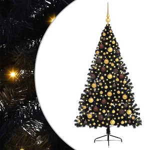 vidaXL Artificial Pre-lit Christmas Tree with 300 LEDs Black 70.9" PVC - 1 of 4